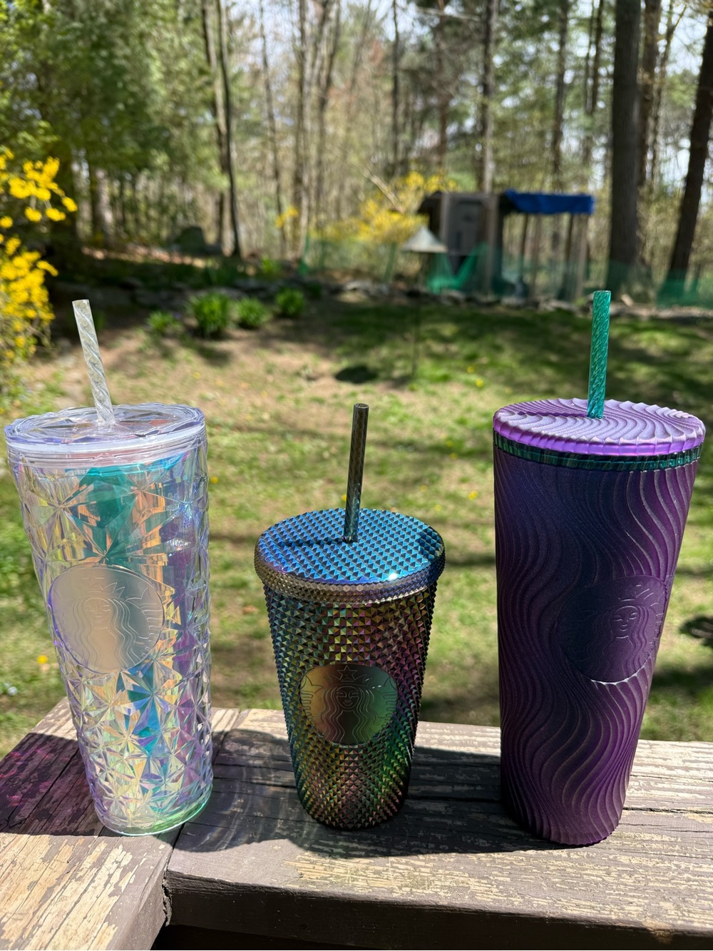 Starbucks Iridescent & Ombre Studded Cold Cup Trio - Purple, Green, Holographic